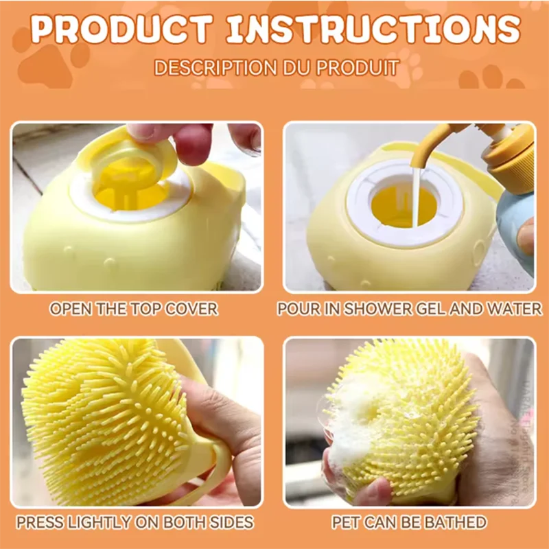 Soft Silicone Pet Bath &
Massage Brush