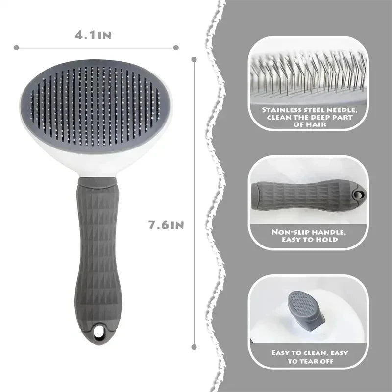 Self-Cleaning Pet Grooming
& Dematting Brush