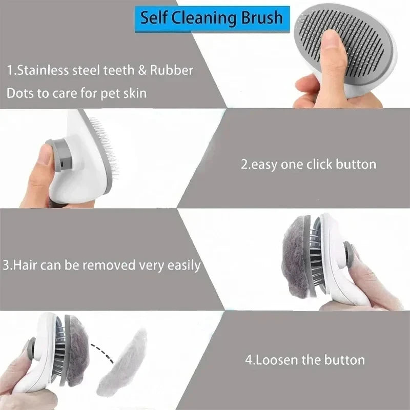 Self-Cleaning Pet Grooming
& Dematting Brush