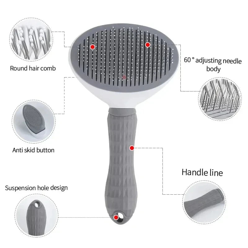 Self-Cleaning Pet Grooming
& Dematting Brush